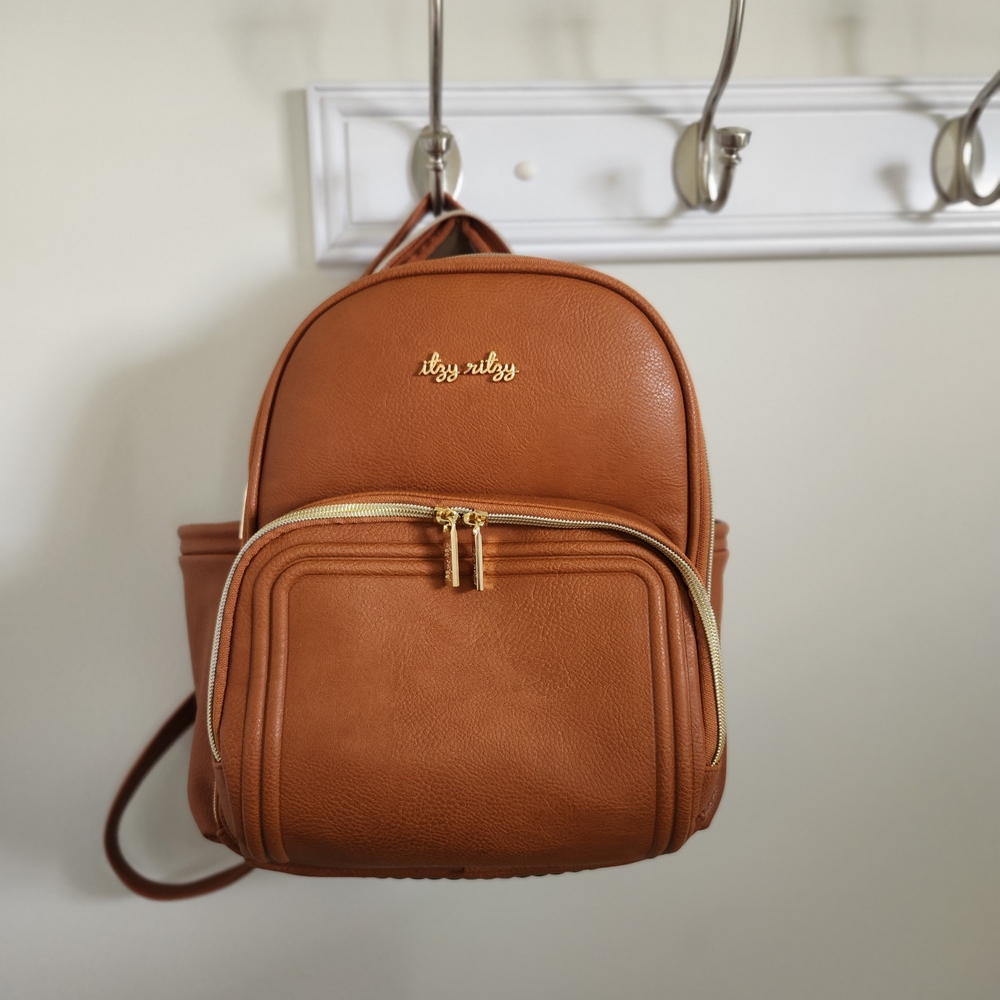 Itzy Ritzy Brown Backpack with Gold Accents